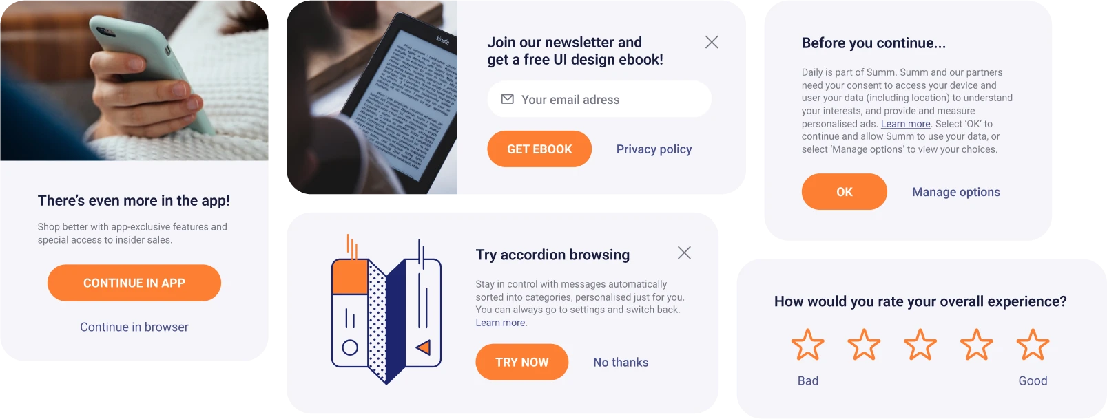 Set of five Pop-Ups