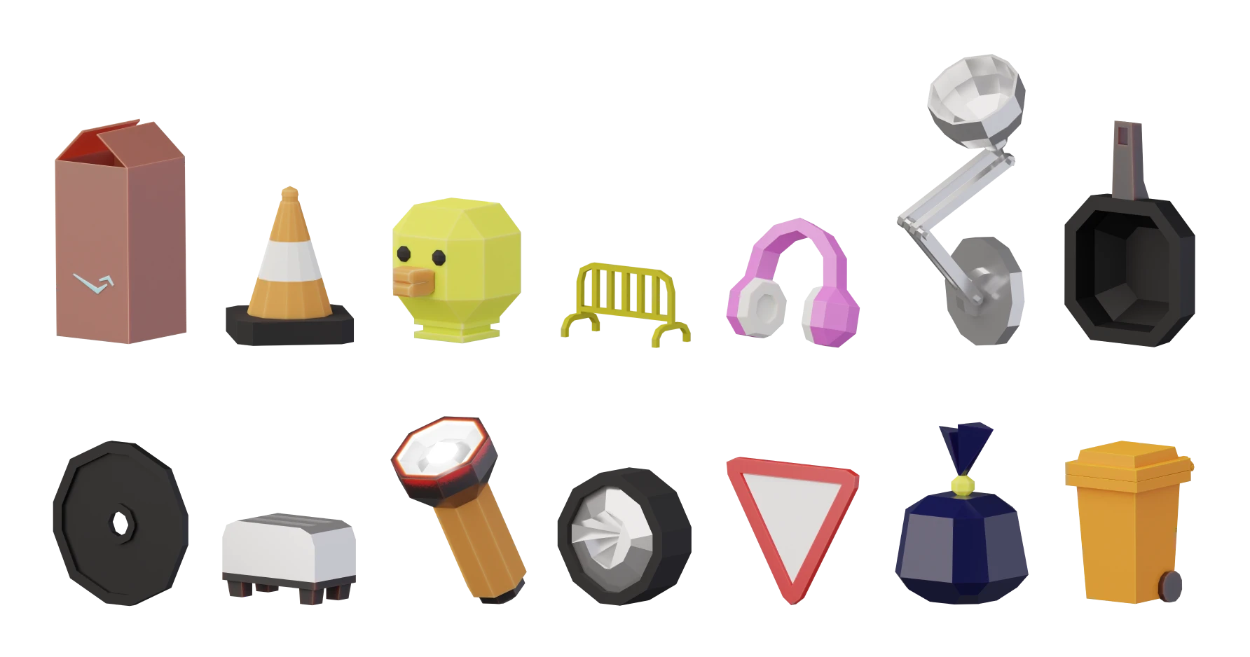 3d models of various items