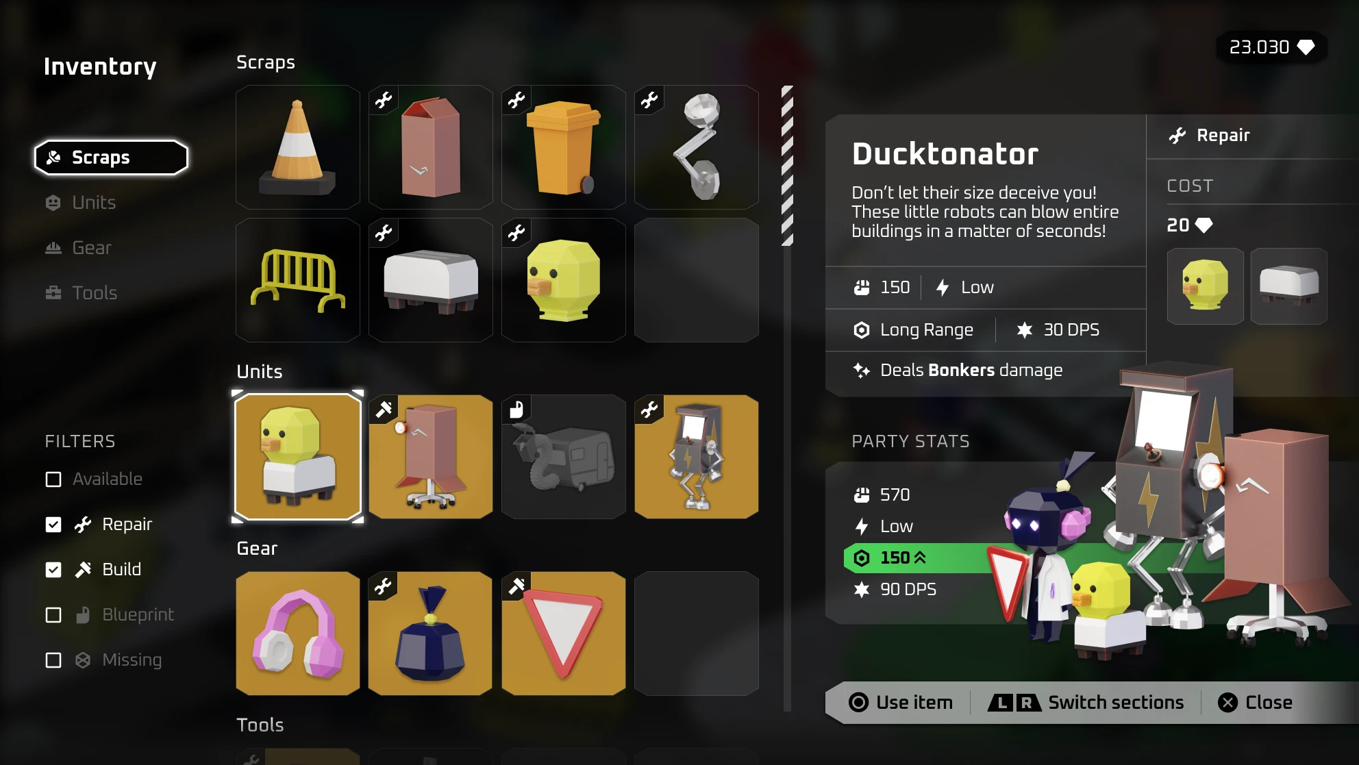 high definition mockup of the inventory