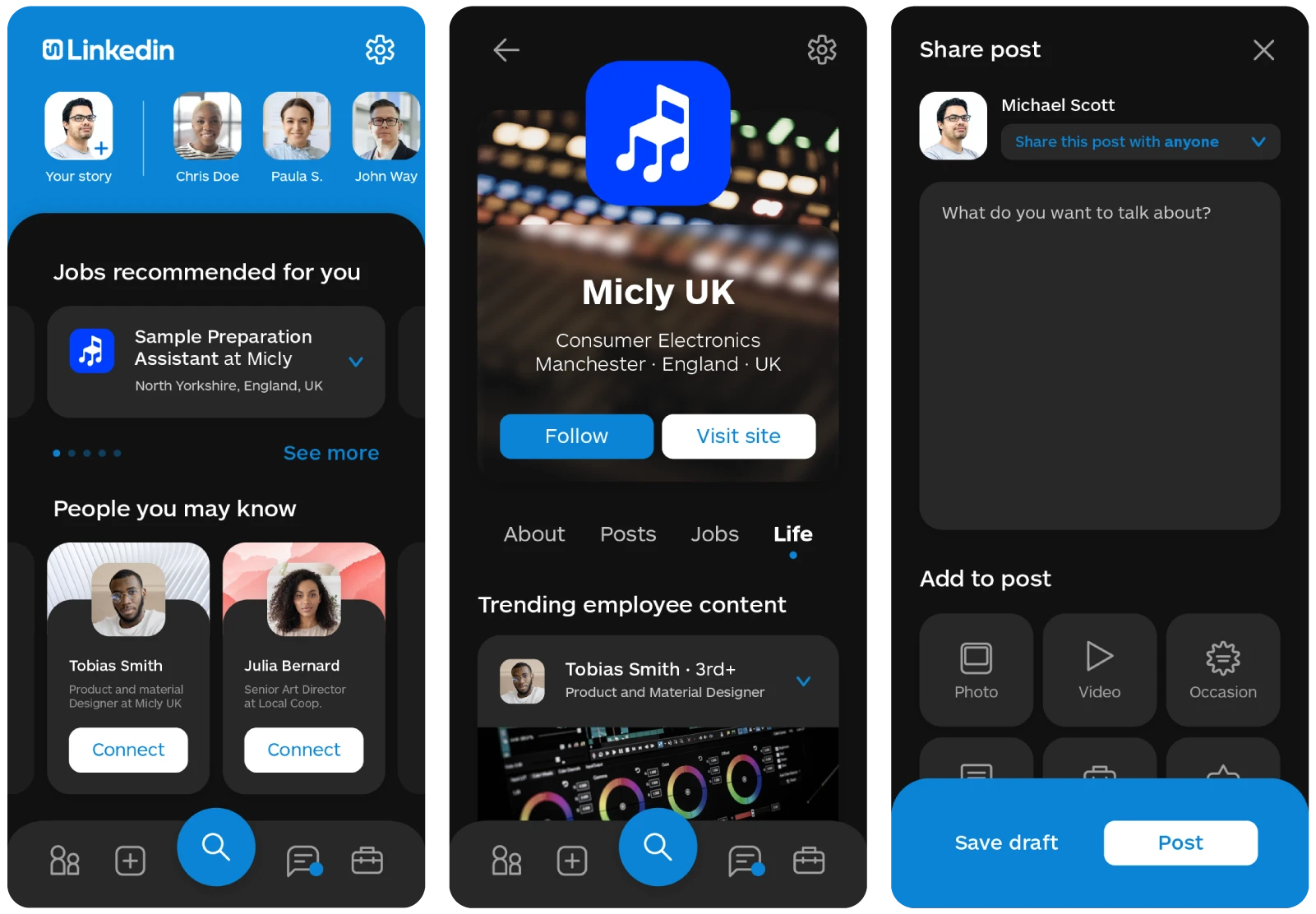 dark version of the final mockups