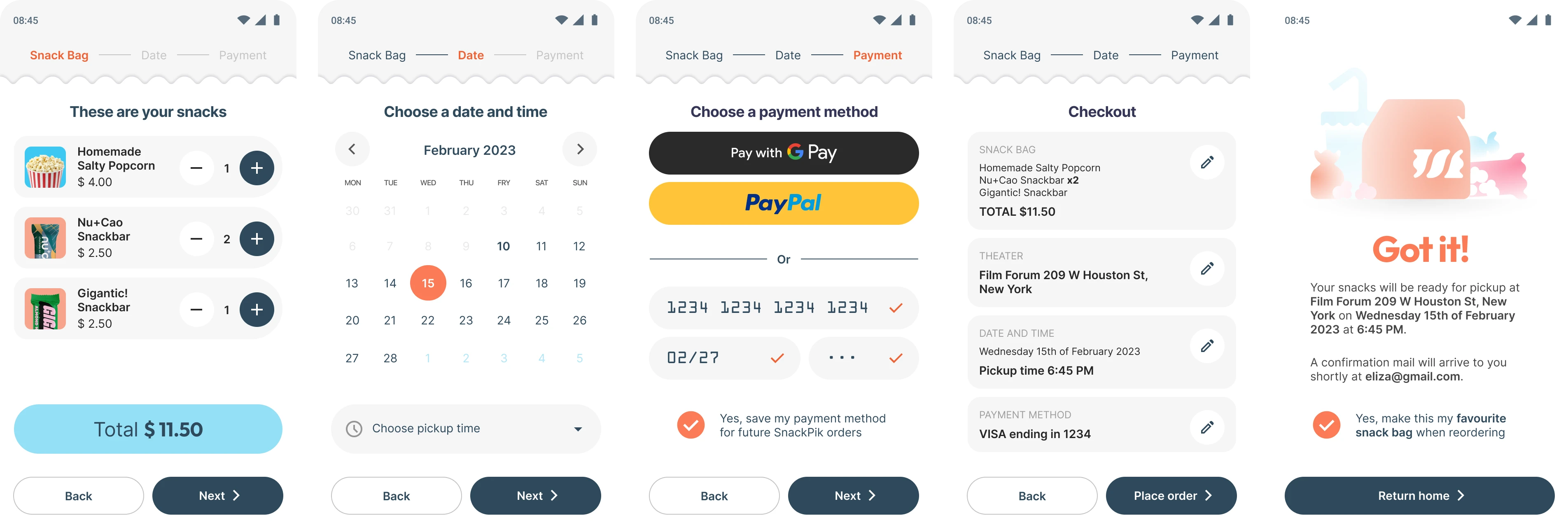 high definition mockup of the of the checkout process