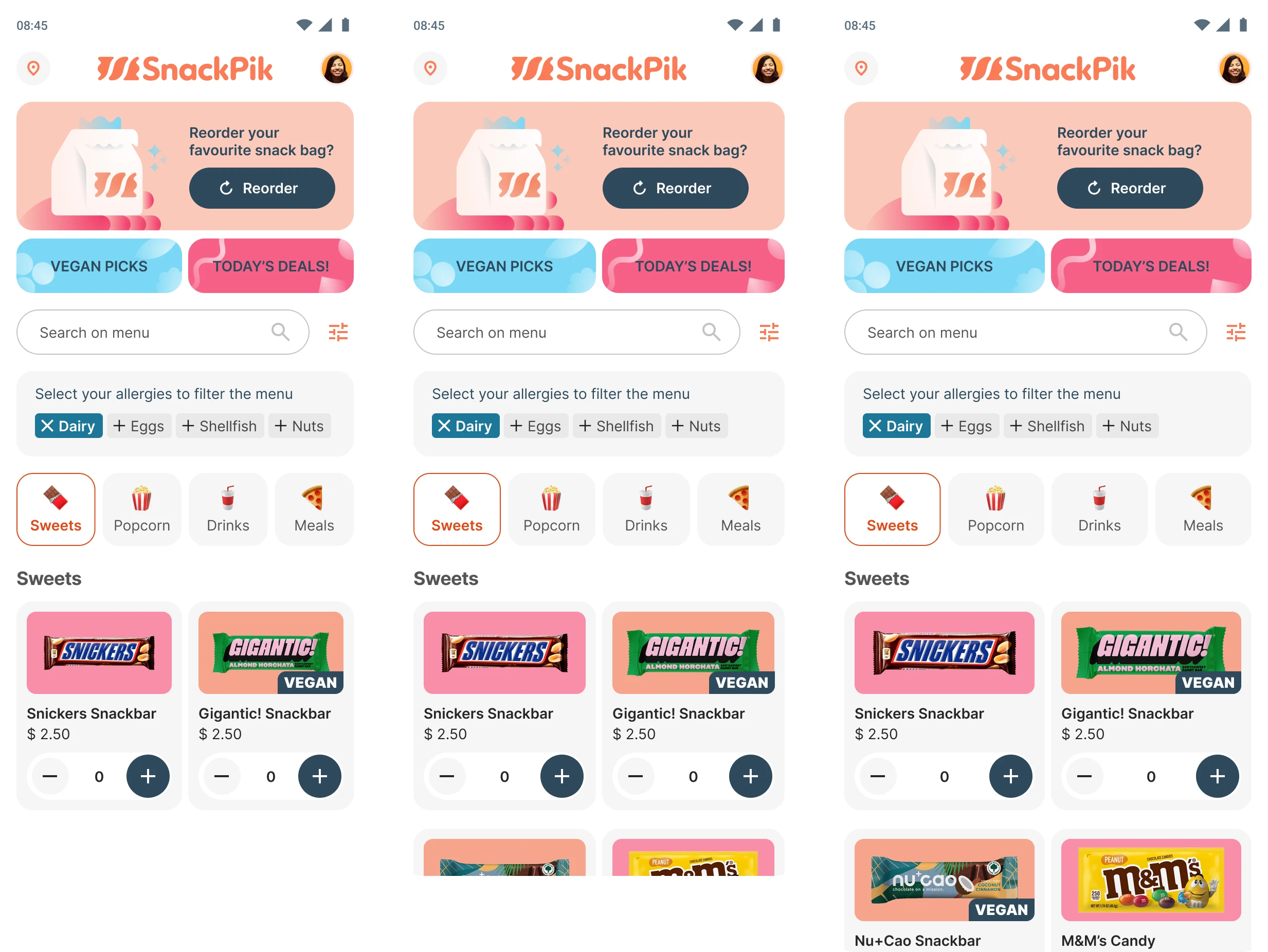 high definition mockup of the menu in various responsive sizes
