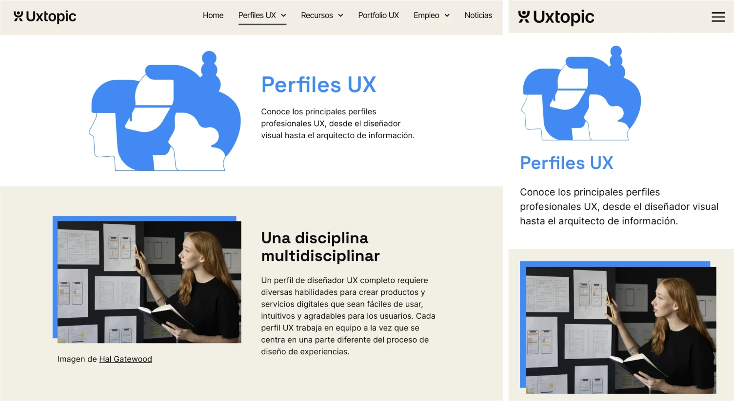 uxtopic home for desktop and mobile